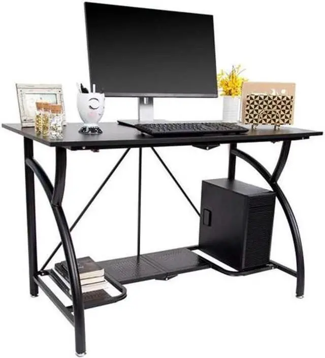 Alt view image 6 of 7 - Origami Multipurpose Adjustable Standing Desk Computer Table with Origami Connection Clip and Bottom Gaming Desk Shelf, Black