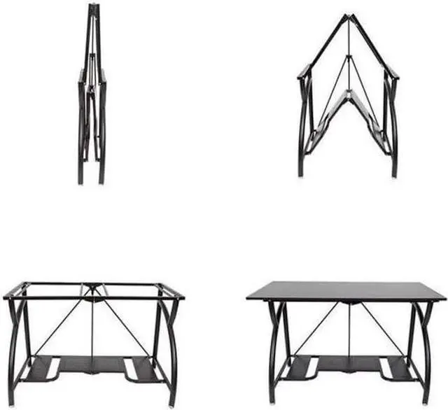 Alt view image 7 of 7 - Origami Multipurpose Adjustable Standing Desk Computer Table with Origami Connection Clip and Bottom Gaming Desk Shelf, Black