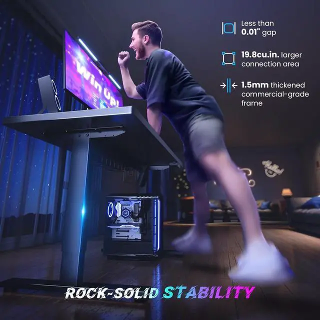 Alt view image 3 of 7 - SIAGO Electric Standing Desk Adjustable - 55 x 24 Inch Sit Stand up Desk with Cable Management - 3 Memory Preset Adjustable Height Desk Computer Home Office Desk
