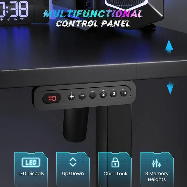 Alt view image 7 of 7 - SIAGO Electric Standing Desk Adjustable - 55 x 24 Inch Sit Stand up Desk with Cable Management - 3 Memory Preset Adjustable Height Desk Computer Home Office Desk