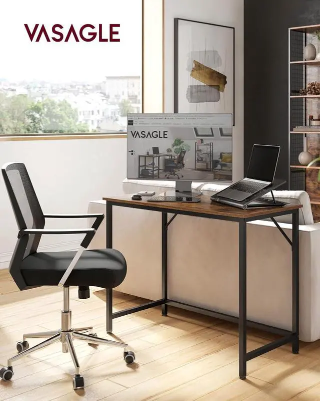 Alt view image 4 of 7 - VASAGLE Computer Desk, Gaming Desk, Home Office Desk, for Small Spaces, 19.7 x 39.4 x 29.9 Inches, Industrial Style, Metal Frame, Rustic Brown and Black ULWD41X