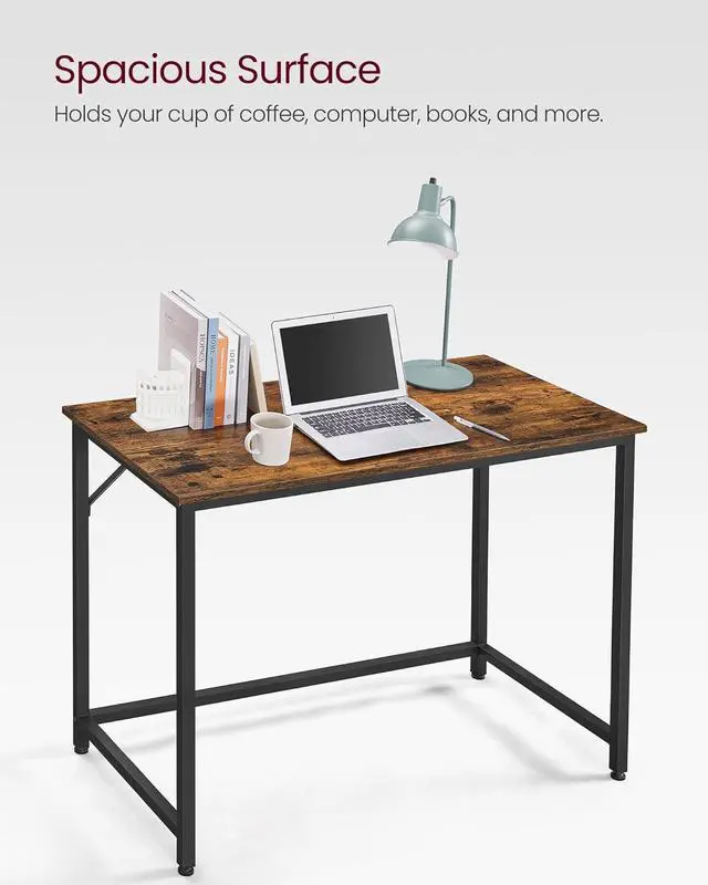 Alt view image 7 of 7 - VASAGLE Computer Desk, Gaming Desk, Home Office Desk, for Small Spaces, 19.7 x 39.4 x 29.9 Inches, Industrial Style, Metal Frame, Rustic Brown and Black ULWD41X