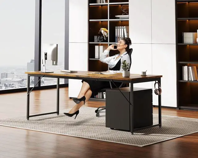 Alt view image 4 of 7 - Coleshome 71 Inch Computer Desk, Modern Simple Style Desk for Home Office, Study Student Writing Desk, Vintage
