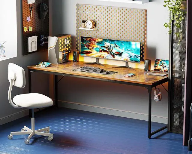 Alt view image 6 of 7 - Coleshome 71 Inch Computer Desk, Modern Simple Style Desk for Home Office, Study Student Writing Desk, Vintage