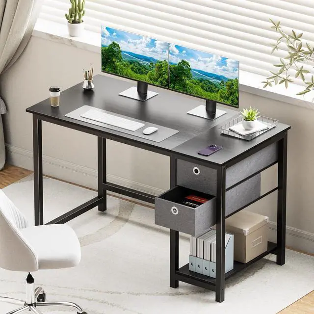 Alt view image 7 of 7 - SMUG Computer Desk with Storage DrawersSmall Office Desk Modern Simple Study Writing Table for Home, Black 40 Inch