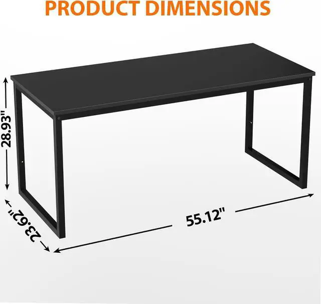 Alt view image 2 of 7 - ZenStyle Computer Desk 55" Large Office Desk Computer Table Laptop PC Simple Study Writing Desk for Home Office, Black