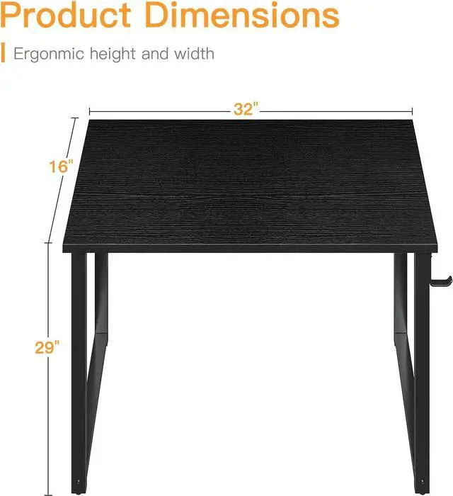 Alt view image 3 of 7 - Coleshome 32 Inch Computer Desk, Modern Simple Style Desk for Home Office, Study Student Writing Desk, Black