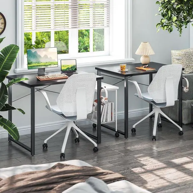 Alt view image 4 of 7 - Coleshome 32 Inch Computer Desk, Modern Simple Style Desk for Home Office, Study Student Writing Desk, Black