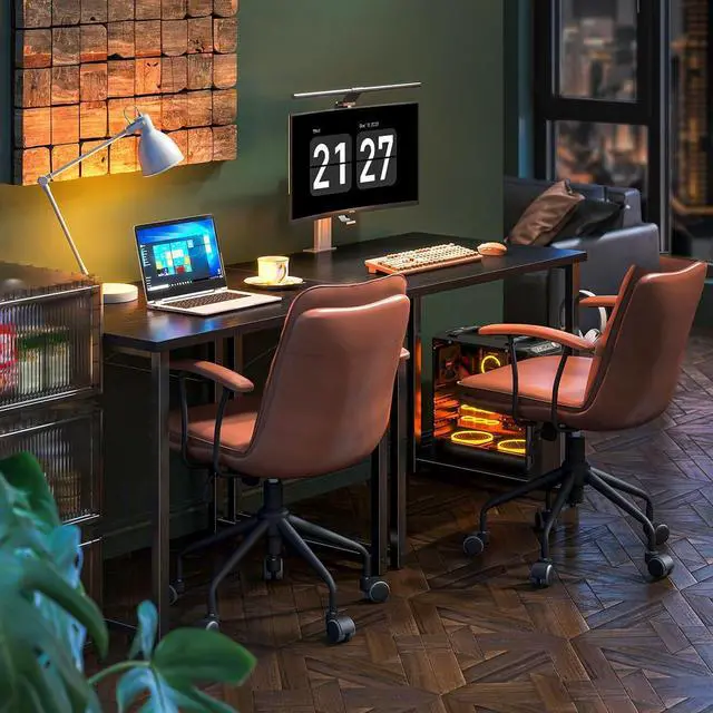 Alt view image 5 of 7 - Coleshome 32 Inch Computer Desk, Modern Simple Style Desk for Home Office, Study Student Writing Desk, Black