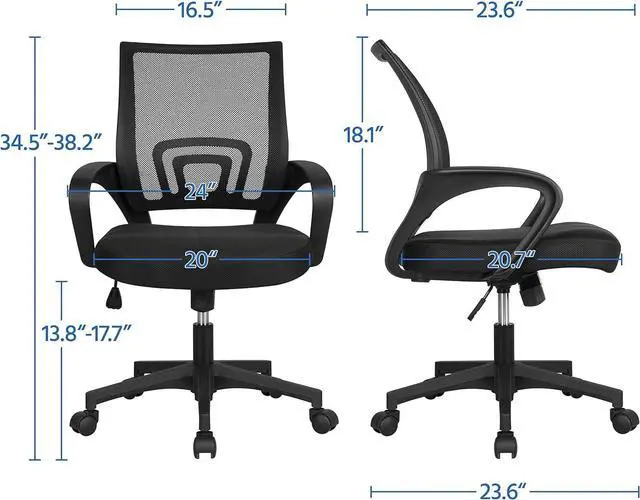 Alt view image 6 of 7 - Yaheetech Home Office Computer Desk & Chair Set, 44 Inch Computer Desk with Drawer & Mesh Ergonomic Height Adjustable Office Chair, White & Black