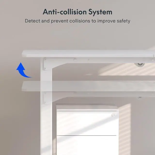 Alt view image 6 of 6 - FLEXISPOT E6Q 4 Legs Standing Desk 71 x 32 Inch Adjustable Height Desk with Splice Board Home Office Sit Stand Up Desk, White Top + White Frame