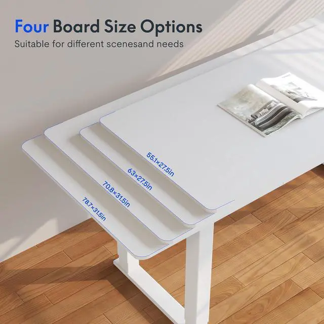 Alt view image 5 of 6 - FLEXISPOT E6Q 4 Legs Standing Desk 71 x 32 Inch Adjustable Height Desk with Splice Board Home Office Sit Stand Up Desk, White Top + White Frame