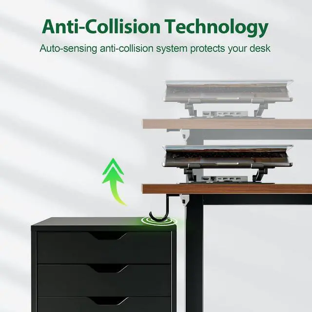 Alt view image 6 of 7 - Electric Standing Desk, Large 63 x 24 Inches Height Adjustable Desk, Sit Stand up Desk for Work Office Home, Splice Board, Dark Walnut