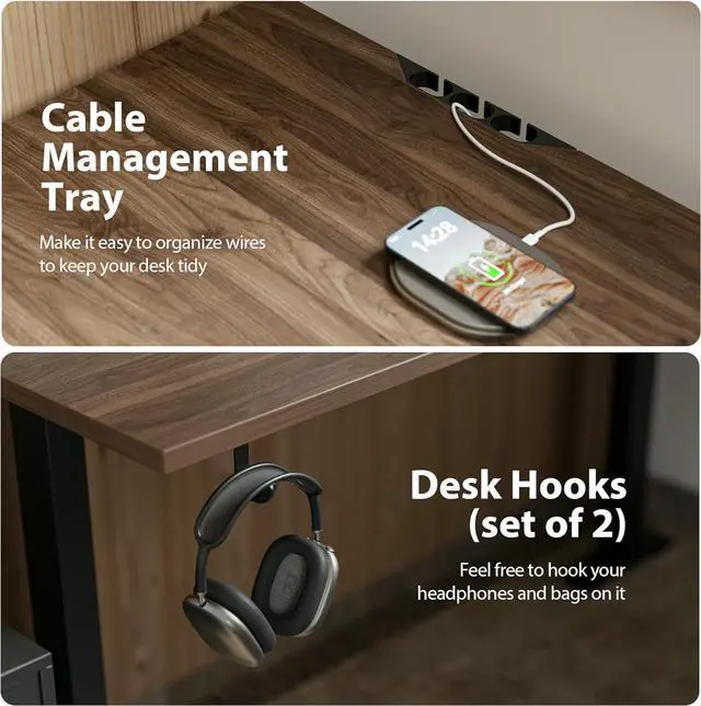 Alt view image 5 of 7 - L Shaped Standing Desk Adjustable Height, Electric Corner Standing Desk, 63 x 55 inch Sit Stand Computer Table with Splice Board, Dark Wlalnut