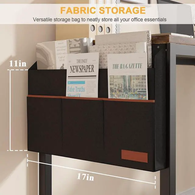 Alt view image 4 of 7 - VECELO L Shaped Computer Desk, 47" PC Writing Study Workstation with Reversible Storage Shelves and Bag, Home Office