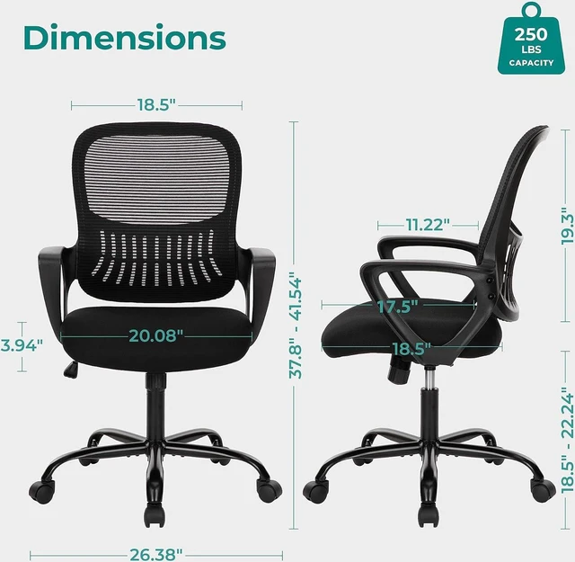 Alt view image 2 of 7 - Home Office Mesh Desk Chair with Ergonomic Lumbar Support