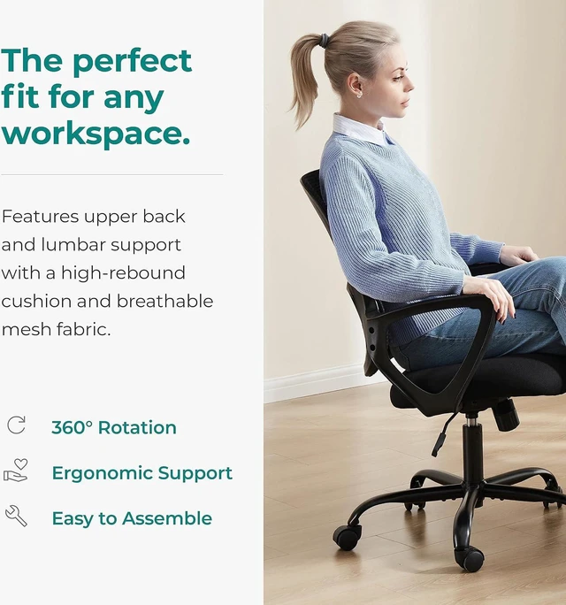 Alt view image 5 of 7 - Home Office Mesh Desk Chair with Ergonomic Lumbar Support