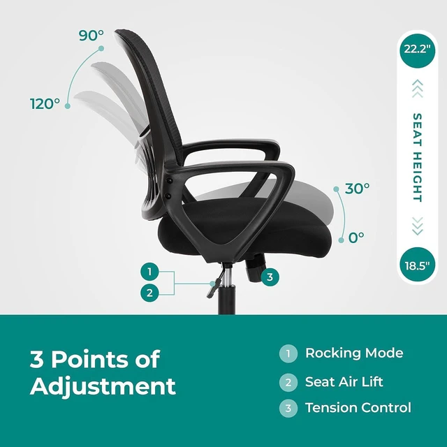 Alt view image 4 of 7 - Home Office Mesh Desk Chair with Ergonomic Lumbar Support