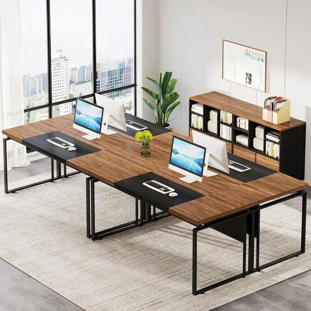 Alt view image 4 of 7 - Tribesigns L-Shaped Executive Desk with Reversible File Cabinet, 63" Office Desk with Storage Drawers, L-Shaped Computer Desk with Drawer Cabinet for Hanging Letter Size Files (Walnut & Black)