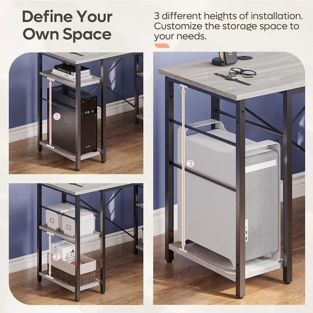 Alt view image 7 of 7 - Bestier L Shaped Desk with Shelves 75 Inch Reversible Corner Computer Desk or 2 Person Long Table, Writing Study Desk for Home Office Small Space Bedroom Apartment, Wash White