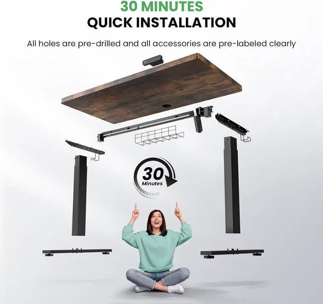 Alt view image 7 of 7 - SIAGO Electric Standing Desk Adjustable - 48 x 24 Inch Sit Stand up Desk with Cable Management - 3 Memory Preset Adjustable Height Desk Computer Home Office Desk