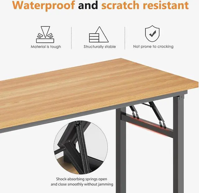 Alt view image 4 of 7 - DlandHome Large Computer Desk, Folding Desk, Decent and Steady Home Office Desk/Workstation/Table 54.3inch Teak Black