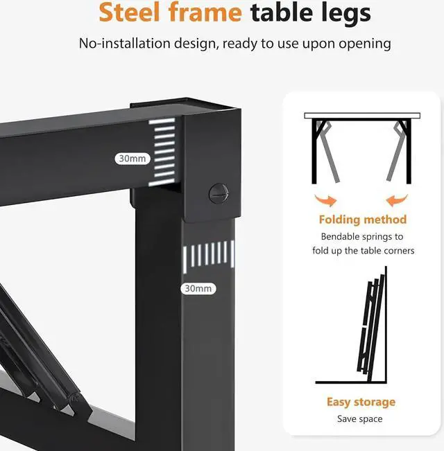 Alt view image 5 of 7 - DlandHome Large Computer Desk, Folding Desk, Decent and Steady Home Office Desk/Workstation/Table 54.3inch Teak Black