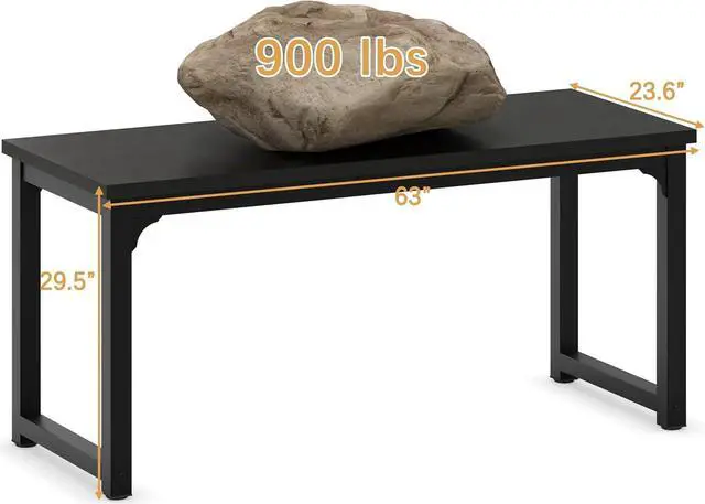 Alt view image 3 of 7 - NSdirect 63 inch Computer Desk,Modern Simple Style PC Table Office Desk Wide Workstation for Study Writing,Gaming and Home Office,Extra 1" Thicker Wooden Tabletop and Black Metal Frame,Black