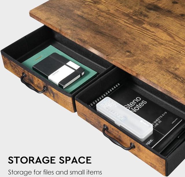 Alt view image 4 of 7 - Small Desk with Drawers, 31.5 inch Small Computer Desk with Drawers, Writing Desk with Drawers for Small Spaces, Compact Desk for Small Spaces, Metal Frame for PC Laptop, Rustic Brown2