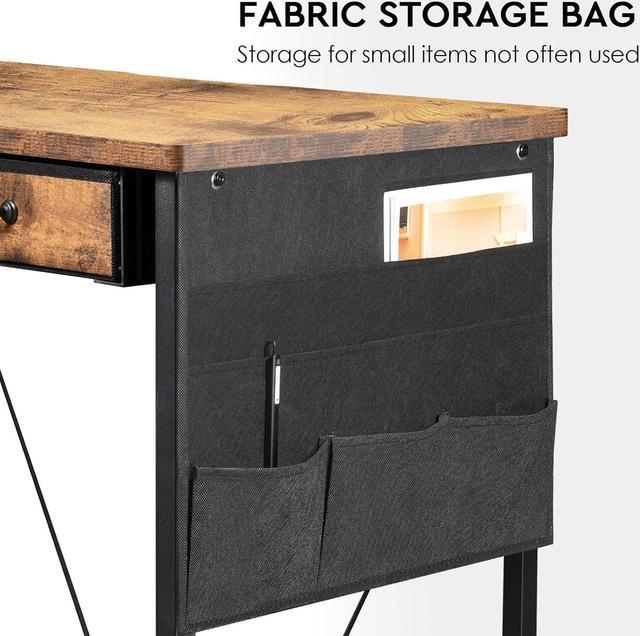 Alt view image 5 of 7 - Small Desk with Drawers, 31.5 inch Small Computer Desk with Drawers, Writing Desk with Drawers for Small Spaces, Compact Desk for Small Spaces, Metal Frame for PC Laptop, Rustic Brown2