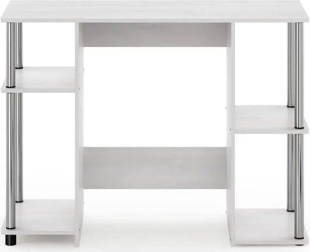 Alt view image 4 of 7 - Furinno Jaya Computer Study Desk, White Oak/Stainless Steel