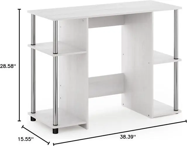 Alt view image 7 of 7 - Furinno Jaya Computer Study Desk, White Oak/Stainless Steel