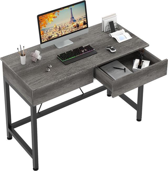 Main image of CAIYUN Small Desk with Drawers, 40 Wood Desks for Home Office with Storage, Simple Computer Gaming Desk for Small Space, Vanity Desk for Bedroom, Modern Writing Work Kids Study Desk Table, Grey Oak