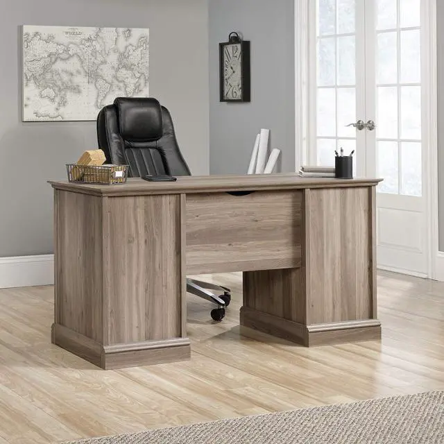 Alt view image 5 of 7 - Sauder Barrister Lane Executive Desk, Salt Oak finish