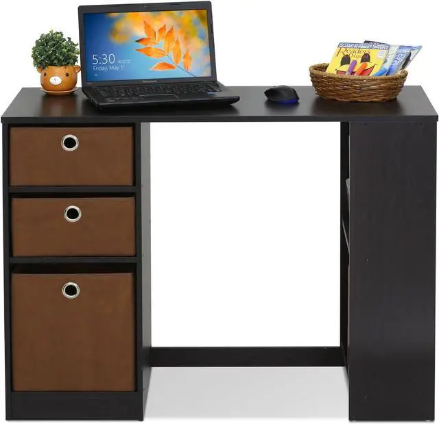 Alt view image 5 of 7 - FURINNO Computer Study Writing Desk, Espresso, Model:15110EXBR