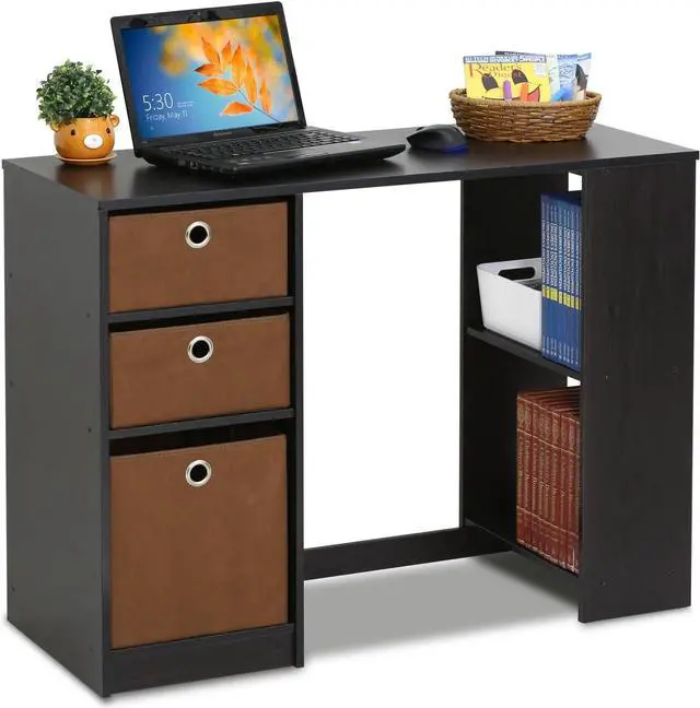 Alt view image 4 of 7 - FURINNO Computer Study Writing Desk, Espresso, Model:15110EXBR