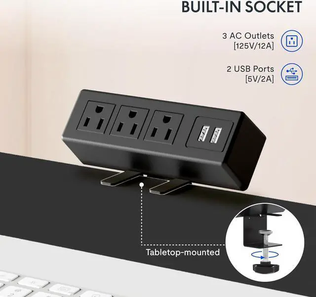 Alt view image 3 of 7 - FLEXISPOT EN2 Whole-Piece Standing Desk with Clamp Power Strip, 55 x 28 Electric Stand Up Height Adjustable Desk with Cable Management (Black Frame + 55" Maple Top, 2 Packages)