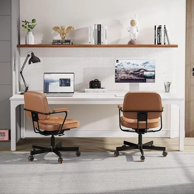 Alt view image 2 of 7 - Tribesigns 2-Person Home Office Desk, 78.7" Extra Long Computer Desk, Double Workstation for Home Office, Work Desk for Two People (White)
