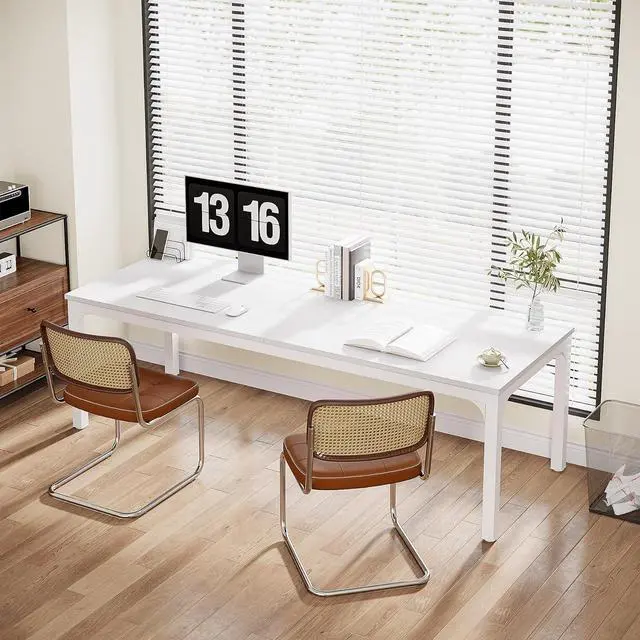 Alt view image 3 of 7 - Tribesigns 2-Person Home Office Desk, 78.7" Extra Long Computer Desk, Double Workstation for Home Office, Work Desk for Two People (White)