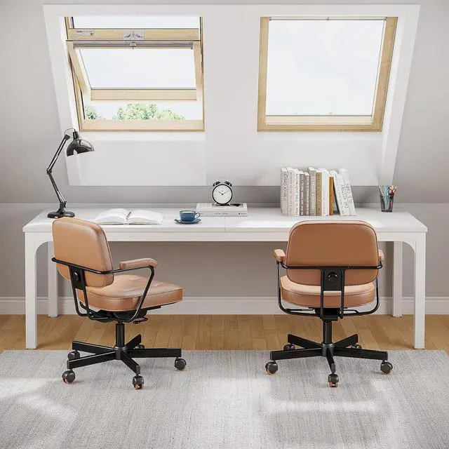 Alt view image 5 of 7 - Tribesigns 2-Person Home Office Desk, 78.7" Extra Long Computer Desk, Double Workstation for Home Office, Work Desk for Two People (White)