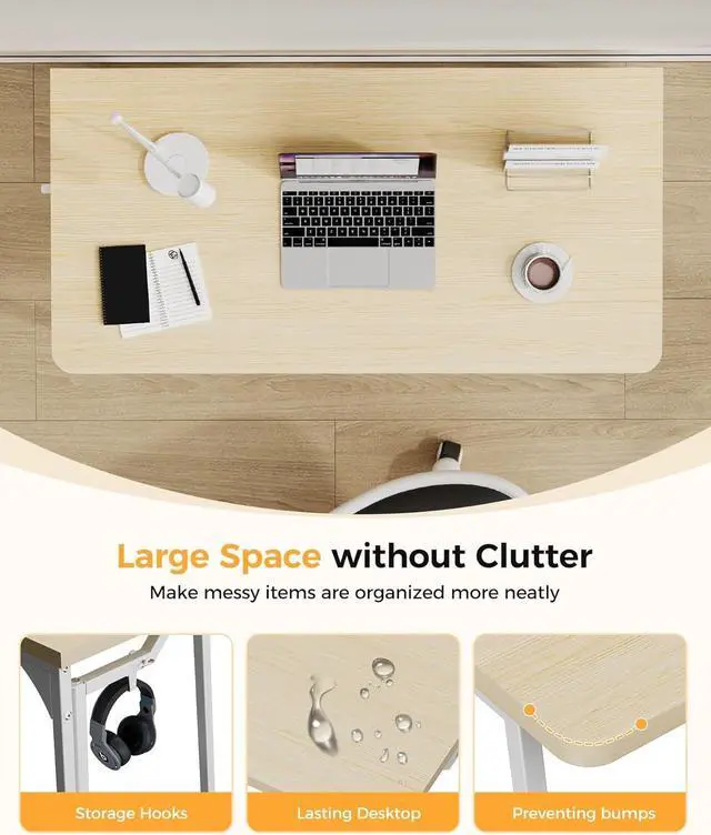Alt view image 6 of 7 - Folding Desk Small Foldable Desk for Small Space, 31.5 Inches Writing Computer Desk in Study, Home Office Foldable Office Desk for Bedroom, Oak