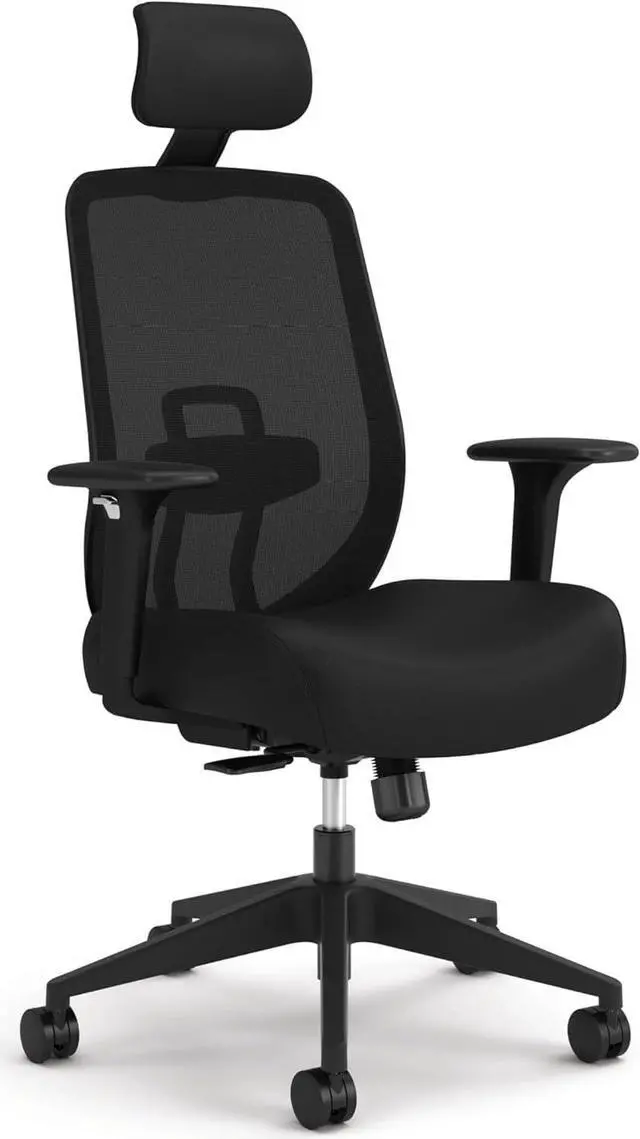 Main image of HON Altern Ergonomic Office Chair with Headrest, Arms, Wheels, Foam Cushion Seat, Mid Back Home Office Desk Chair Comfy, Height Adjustable Arms, Synchro-Tilt, Seat-Slide, Black