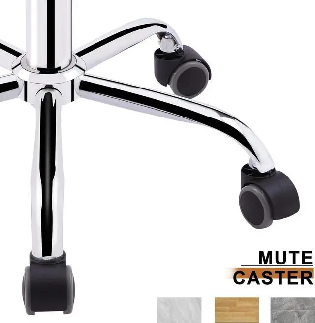 Alt view image 5 of 7 - VECELO PU Leather Mid-Back Armless Vanity Chair Adjustable Height 360° Rolling Swivel for Home Office Work