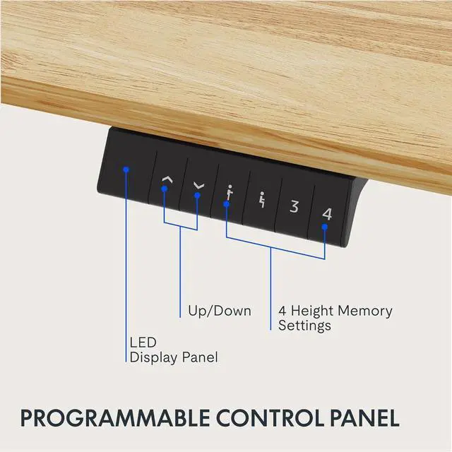 Alt view image 4 of 7 - FLEXISPOT EN1 One-Piece Solid Wooden Standing Desk 48 x 24 Inches Height Adjustable Electric Sit Stand Home Office Desks (White Frame + Rubber Wood Top, 2 Packages)