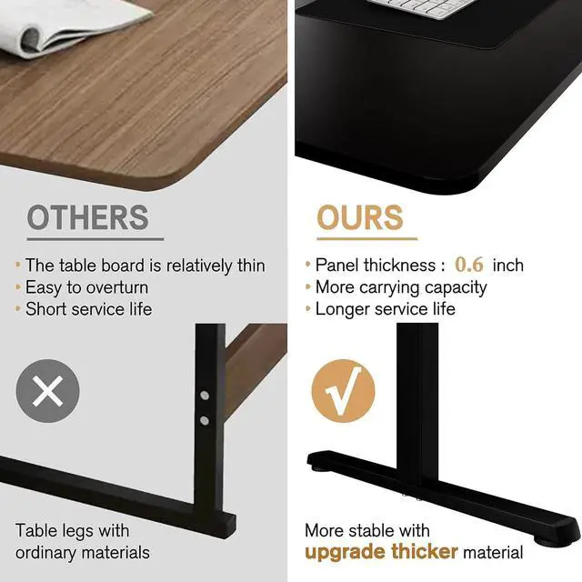 Alt view image 4 of 7 - Meilocar Electric Standing Desk, Height Adjustable Desk 48 x 24 Inch Sit Stand Up Desk, Home Office Desk with Splice Board, Computer Desk with Memory Preset, Metal Bracket, Black Frame and Black Top