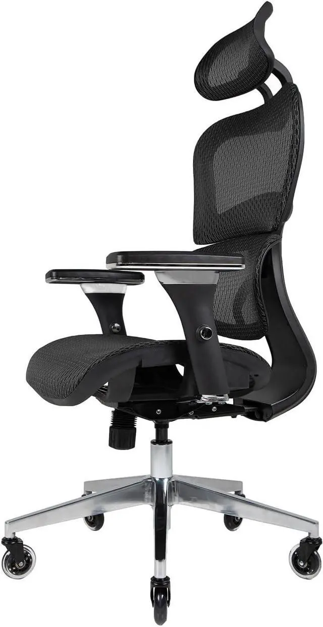 Alt view image 7 of 7 - Nouhaus Ergo3D Ergonomic Office Chair Lumbar Support Mesh Office Chair with 4D Adjustable Armrest, Adjustable Headrest and Wheels, Mesh High Back Home Office Desk Chairs(Black)