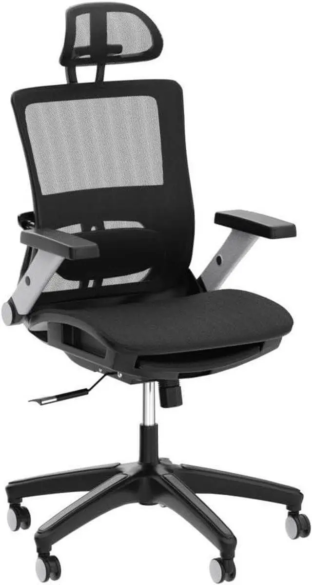 Alt view image 6 of 7 - COLAMY Ergonomic Mesh Office Chair with Footrest, High Back Computer Executive Desk Chair with Headrest and 4D Flip-up Armrests, Adjustable Tilt Lock and Lumbar Support-Black
