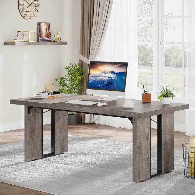 Alt view image 4 of 7 - Tribesigns 70.9" Executive Desk, Large Office Computer Desk, Simple Laptop Desk Study Writing Table Workstation for Home Office