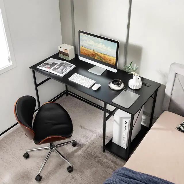 Alt view image 4 of 7 - Tangkula 55 Inch Computer Desk with Power Outlets & USB Ports, Home Office Desk with Built in Charging Station with Switch, Computer Workstation Writing Study Desk with Storage Shelf & CPU Stand