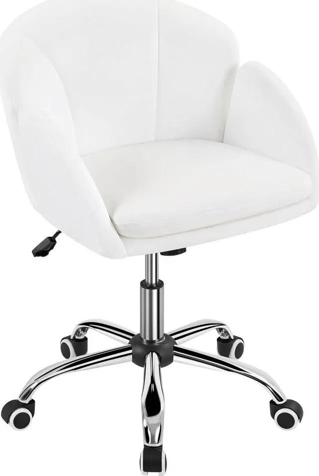Main image of Yaheetech Cute Desk Chair for Home Office, Adjustable Vanity Chair Modern Upholstered Chair Swivel Rolling Task Chair with Armrests for Work, Study, Living Room, Bedroom, Snowy